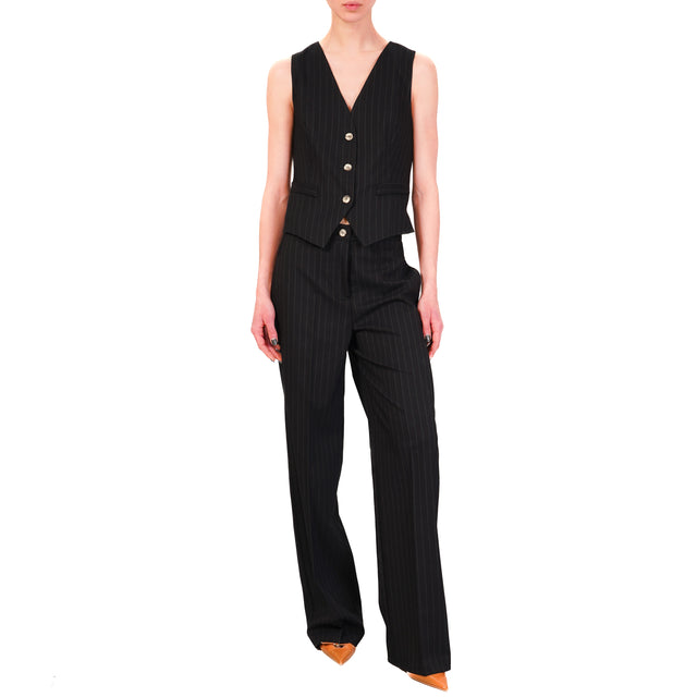 Vicolo-Gilet gessato 3 bottoni - blu