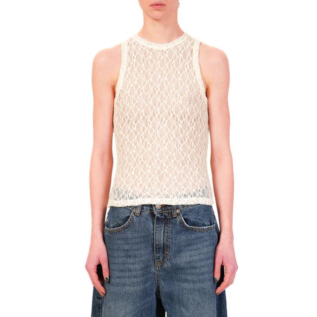 Vicolo-Top pizzo elastcizzato - burro