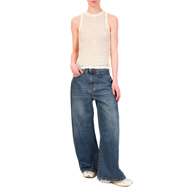 Vicolo-Top pizzo elastcizzato - burro