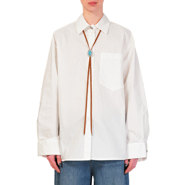 Vicolo-Camicia over con bolo - bianco