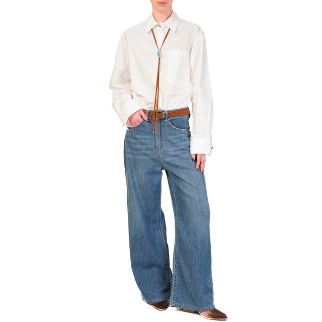Vicolo-Camicia over con bolo - bianco