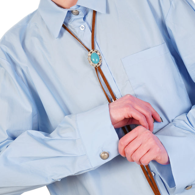 Vicolo-Camicia over con bolo - azzurro