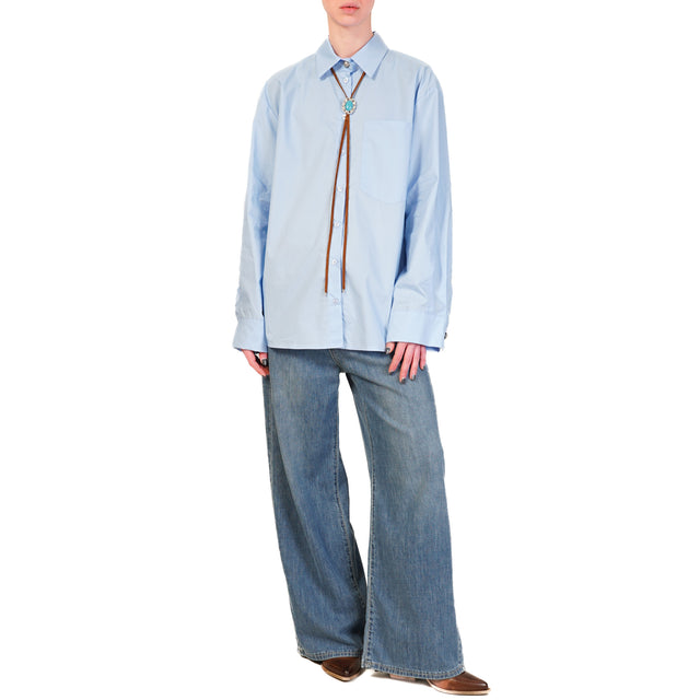 Vicolo-Camicia over con bolo - azzurro