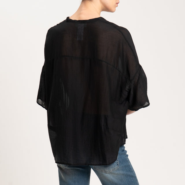 Vicolo-Camicia in mussola mezza manica - nero