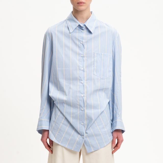Vicolo-Camicia oversize a righe - azzurro/mimosa