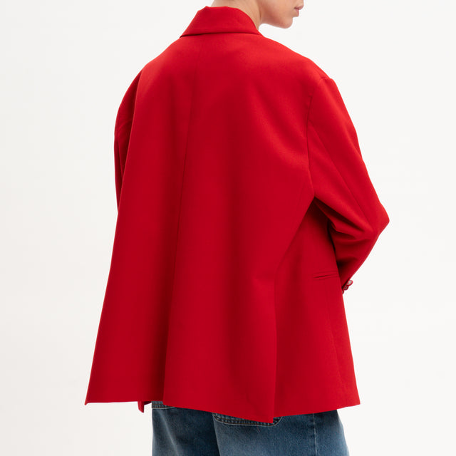 Vicolo-Giacca crêpe 1 bottone oversize rever in raso - rosso