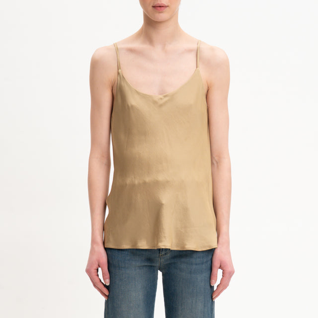 Vicolo-Top satin bretelle regolabili - camel