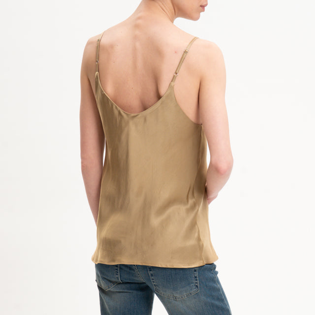 Vicolo-Top satin bretelle regolabili - camel
