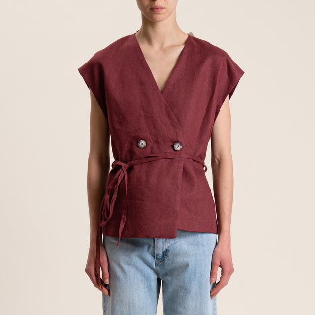 Vicolo-Gilet doppiopetto in lino - india