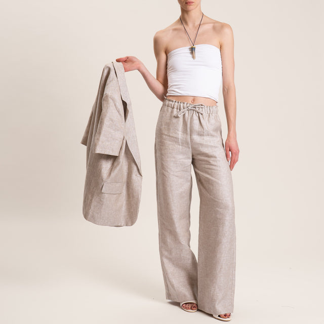 Vicolo-Pantalone in lino con coulisse - grezzo