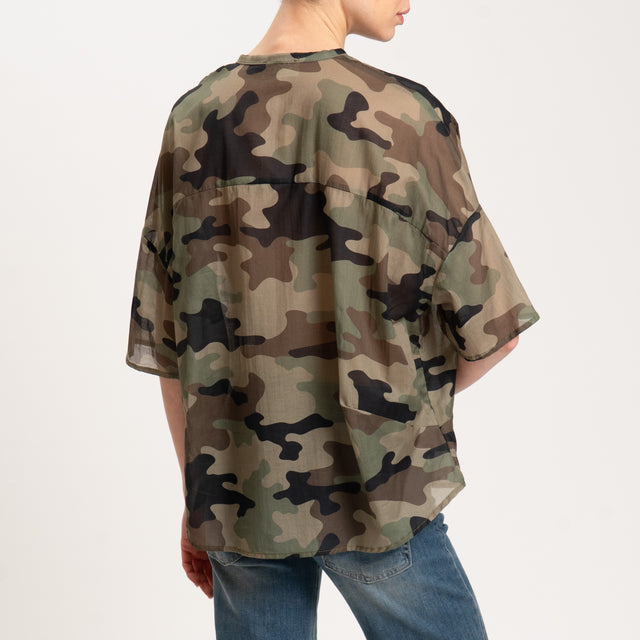 Vicolo-Camicia in mussola camouflage - militare/nero/fango