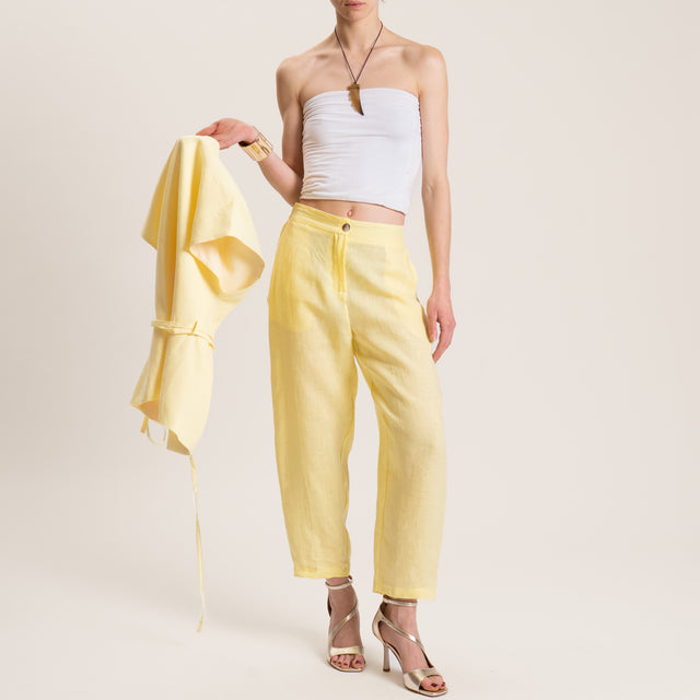 Vicolo-Pantalone in lino elastico dietro - mimosa