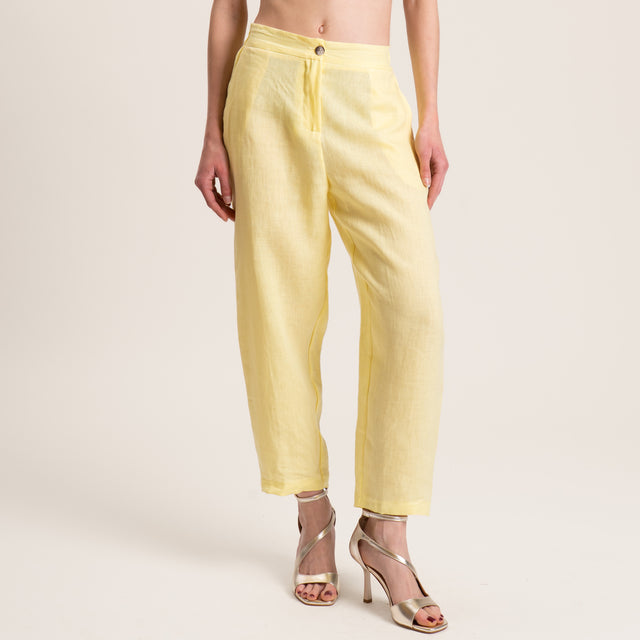 Vicolo-Pantalone in lino elastico dietro - mimosa