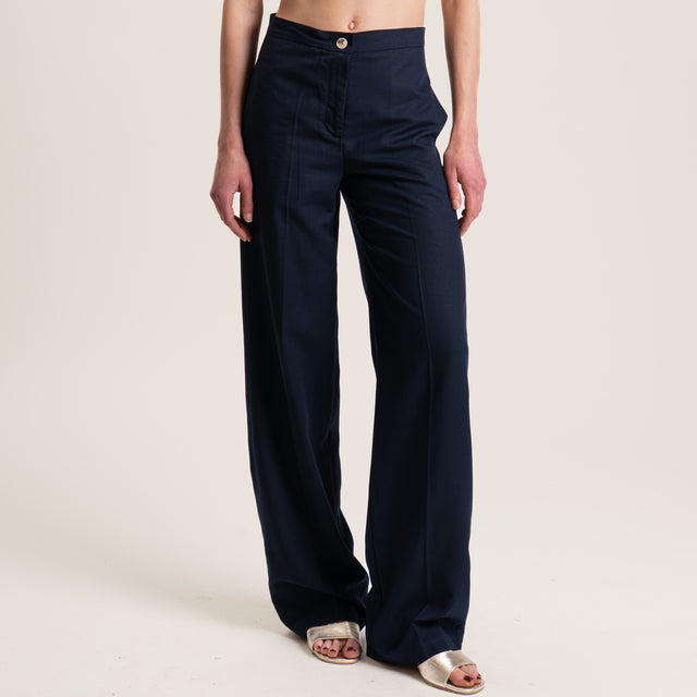 Vicolo-Pantalone misto lino - blu