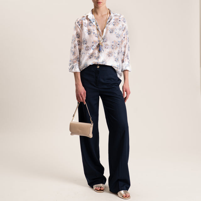 Vicolo-Pantalone misto lino - blu