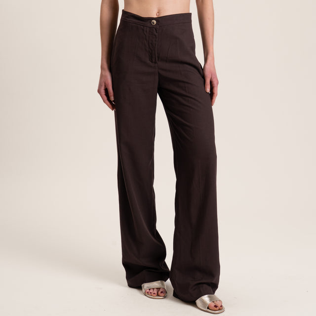 Vicolo-Pantalone misto lino - moro