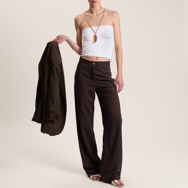 Vicolo-Pantalone misto lino - moro