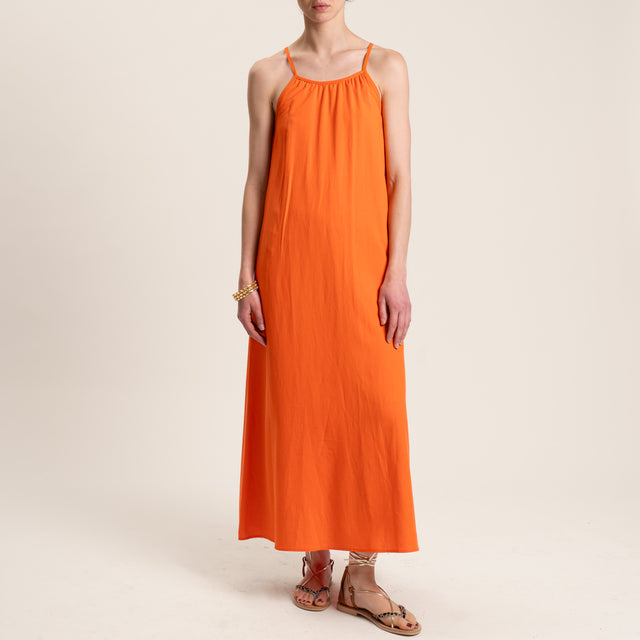 Vicolo-Abito misto lino con bretelle - orange