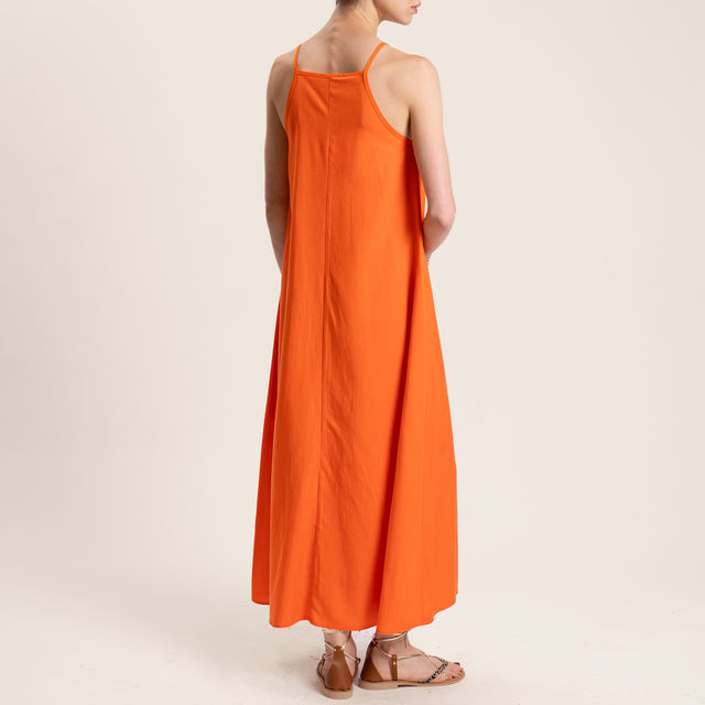 Vicolo-Abito misto lino con bretelle - orange