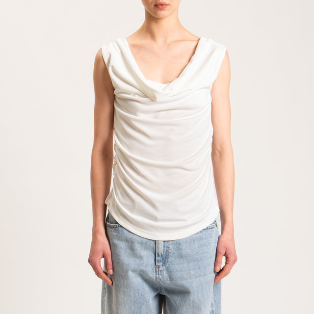 Vicolo-Top in JERSEY elasticizzato arricciature laterali - latte
