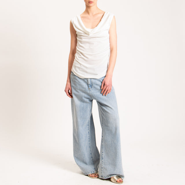 Vicolo-Top in JERSEY elasticizzato arricciature laterali - latte