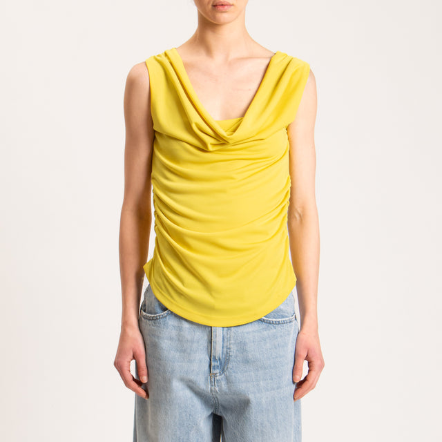 Vicolo-Top in JERSEY elasticizzato arricciature laterali - lemon