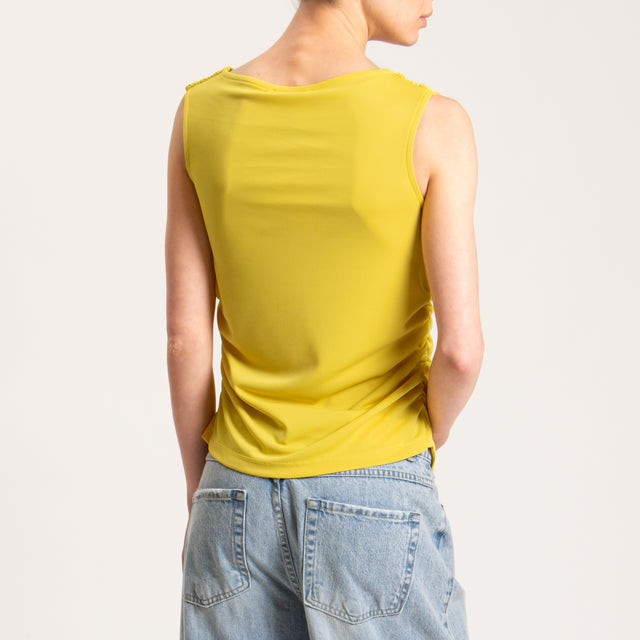 Vicolo-Top in JERSEY elasticizzato arricciature laterali - lemon