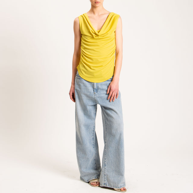Vicolo-Top in JERSEY elasticizzato arricciature laterali - lemon
