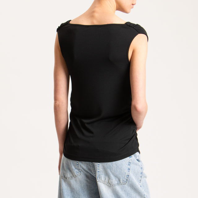 Vicolo-Top in JERSEY elasticizzato arricciature laterali - nero