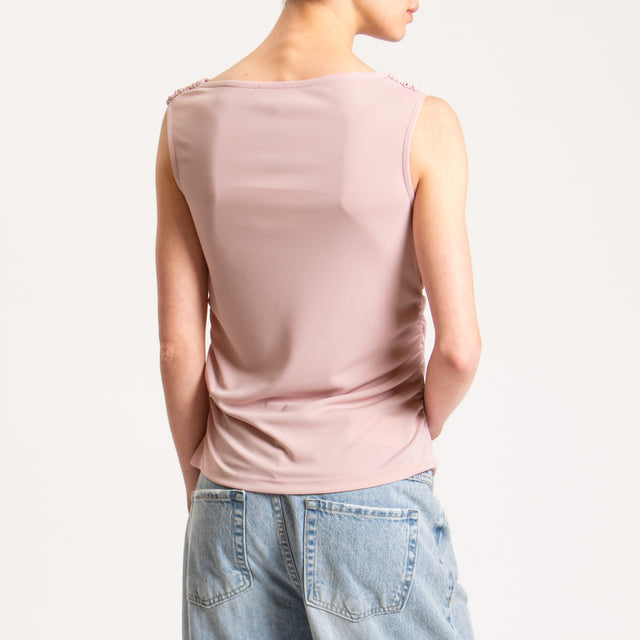 Vicolo-Top in JERSEY elasticizzato arricciature laterali - rosa