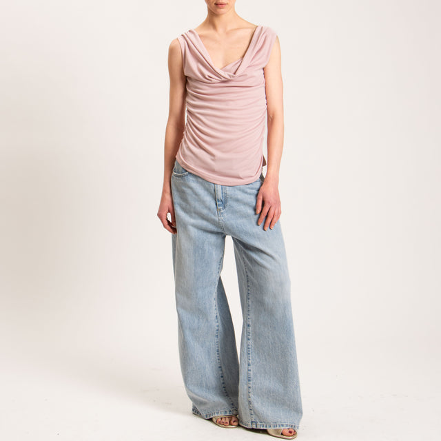 Vicolo-Top in JERSEY elasticizzato arricciature laterali - rosa