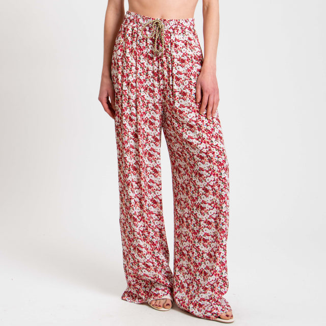 Vicolo-Pantalone fantasia provenzale con coulisse - latte/cherry