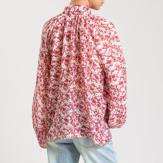 Vicolo-Blusa fantasia provenzale con fiocco - latte/cherry