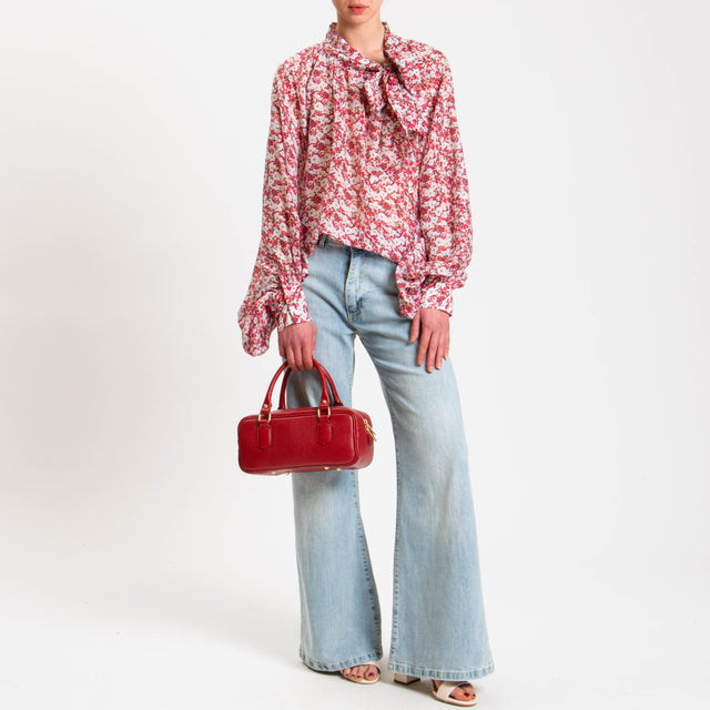 Vicolo-Blusa fantasia provenzale con fiocco - latte/cherry