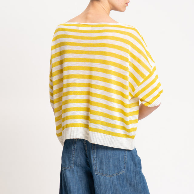 Vicolo-Maglia scatola a righe - giallo/latte