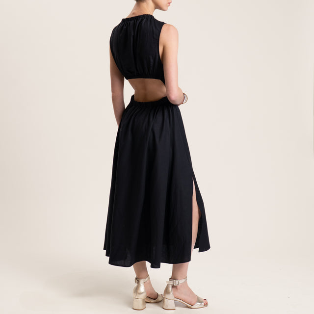 Vicolo-Abito cut out misto lino - nero