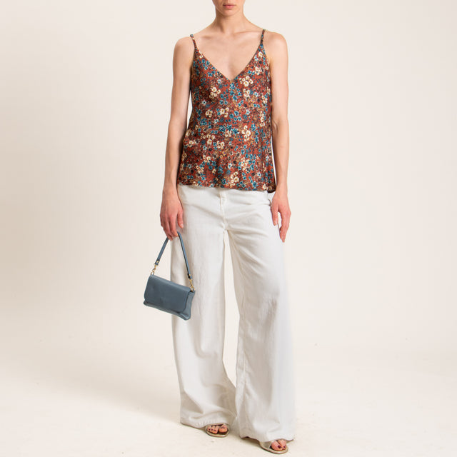 Vicolo-Top satin fantasia fiori - coccio/ottanio/sand