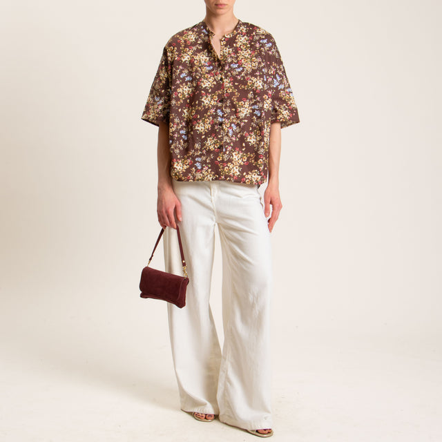 Vicolo-Camicia fantasia fiori - moro/cherry/sand