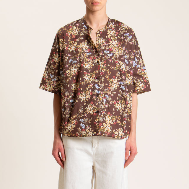 Vicolo-Camicia fantasia fiori - moro/cherry/sand