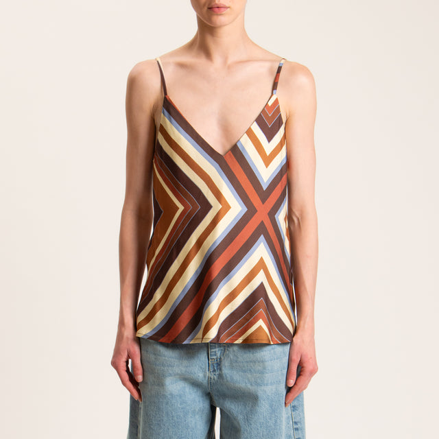 Vicolo-Top satin fantasia - moro/beige/avio