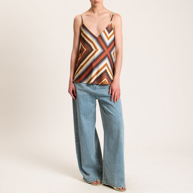 Vicolo-Top satin fantasia - moro/beige/avio