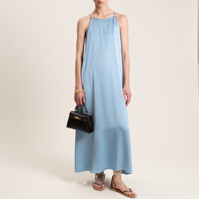 Vicolo-Abito satin con bretelle - cielo