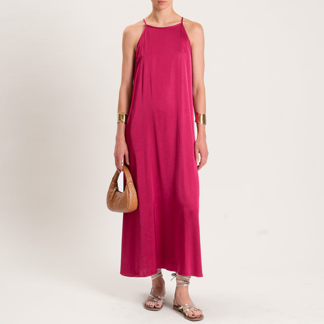 Vicolo-Abito satin con bretelle - fragola