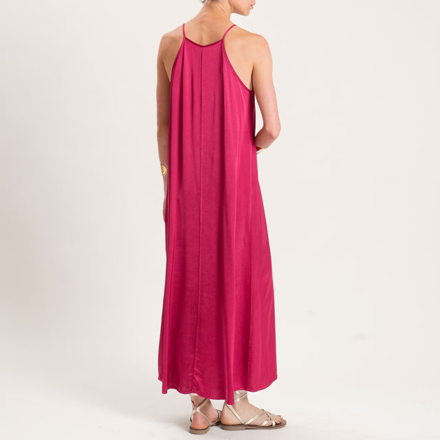 Vicolo-Abito satin con bretelle - fragola