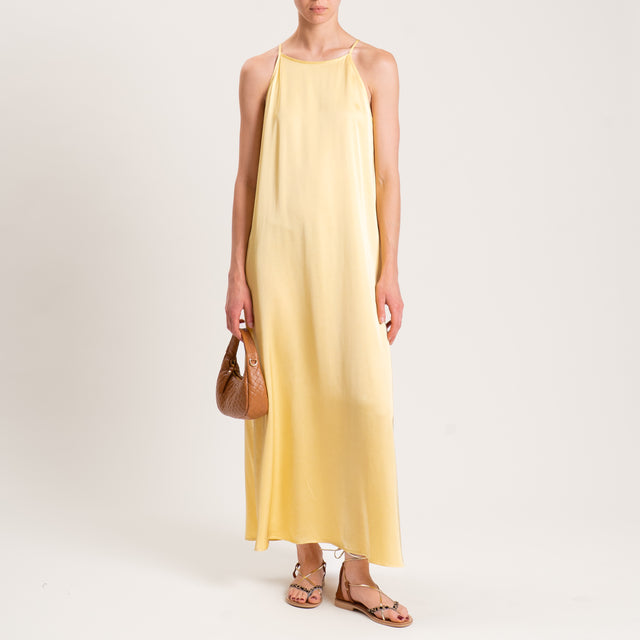 Vicolo-Abito satin con bretelle - giallo