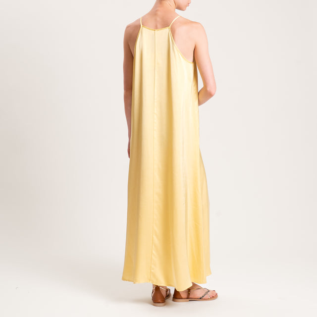 Vicolo-Abito satin con bretelle - giallo