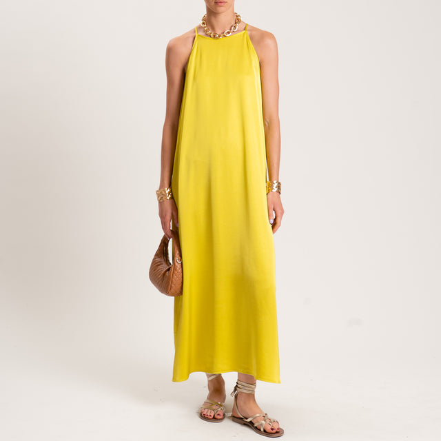 Vicolo-Abito satin con bretelle - lime