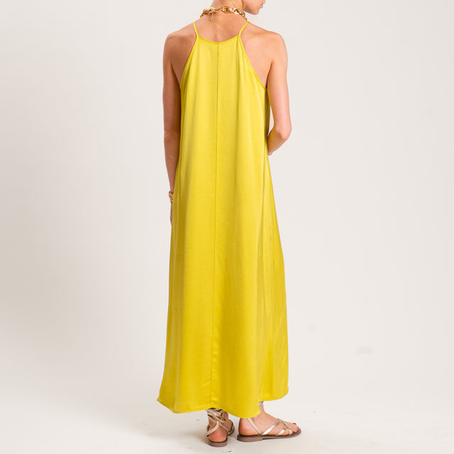Vicolo-Abito satin con bretelle - lime