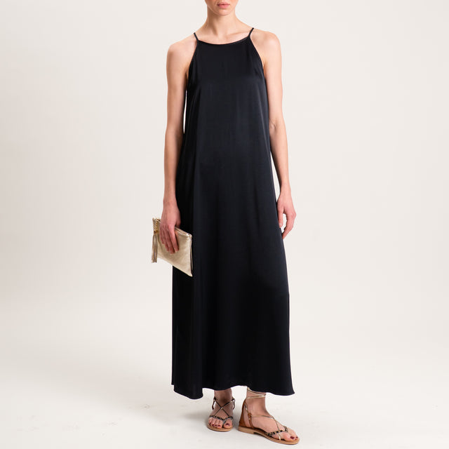 Vicolo-Abito satin con bretelle - nero