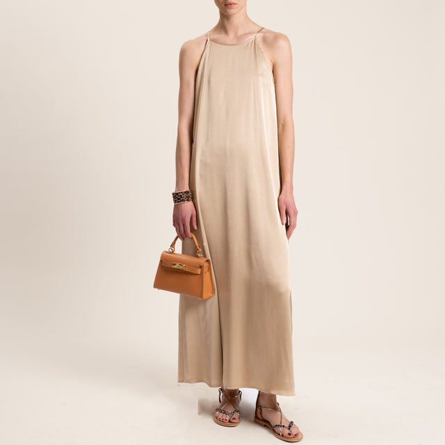 Vicolo-Abito satin con bretelle - beige